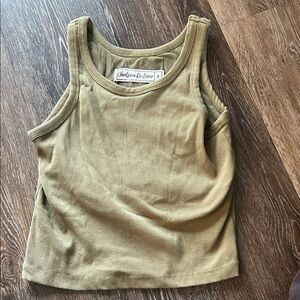 Chelsea DoBoer Olive Ribbed Tank Top With Built In Bra